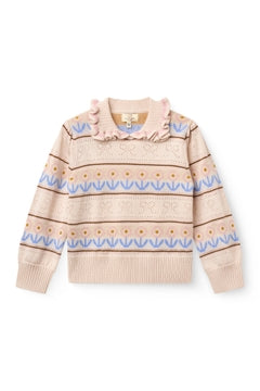 KNITTED COLLAR BLOUSE W. FLWER