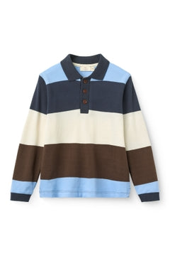 PIQUE POLO W. LS BLUE BRWN
