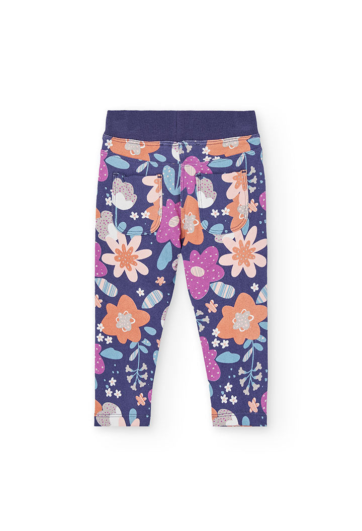 Fleece trousers floral for baby girl -BCI