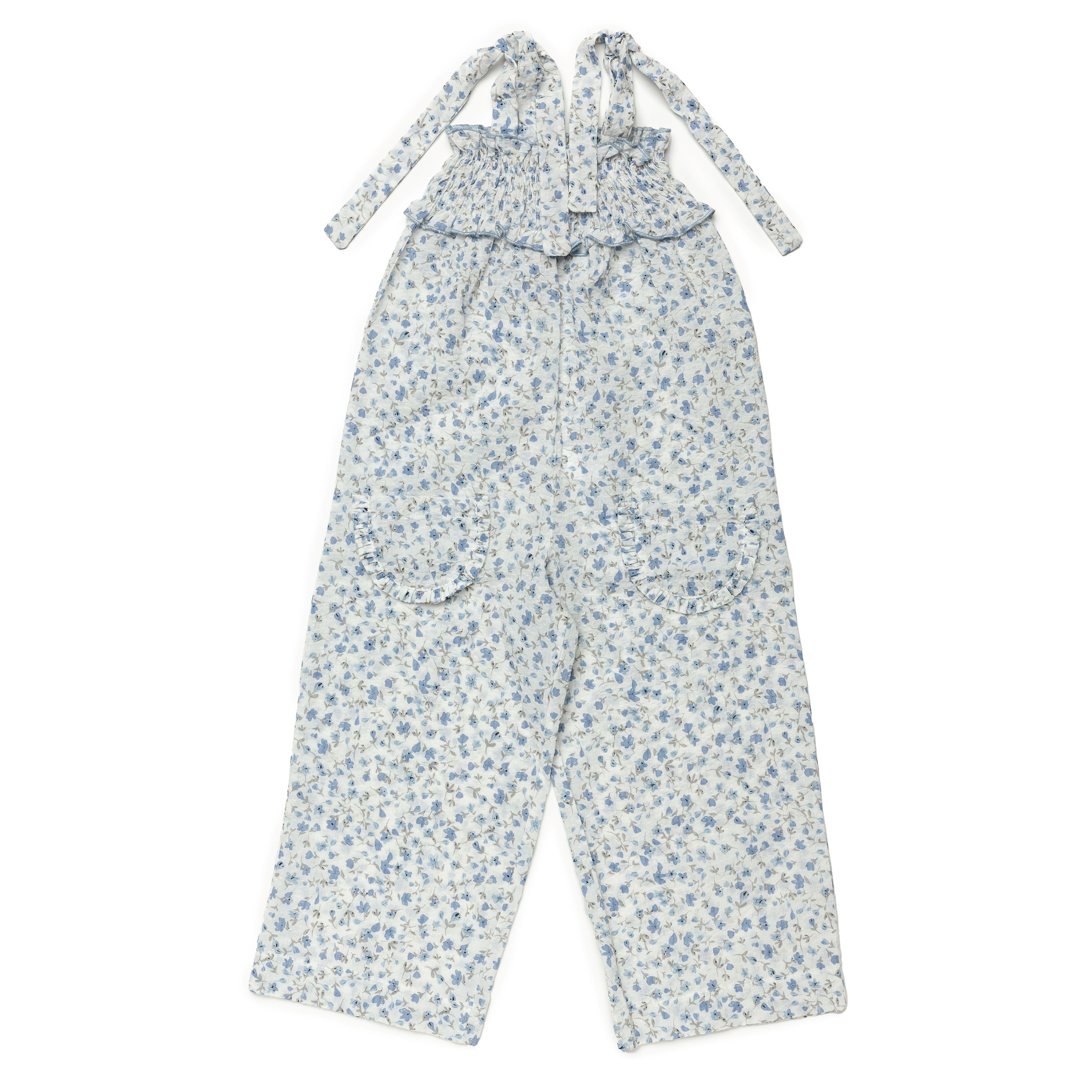 Girl's Soft Blue Flower Jumpsuit