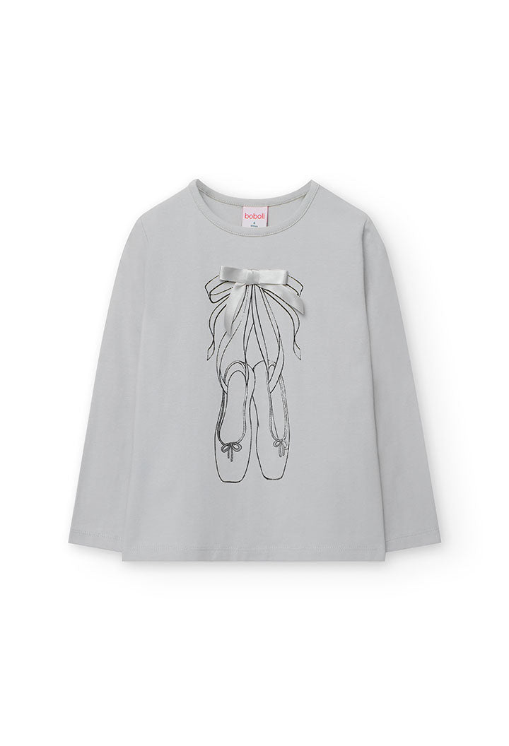 Grey Ribbon Knit T-Shirt