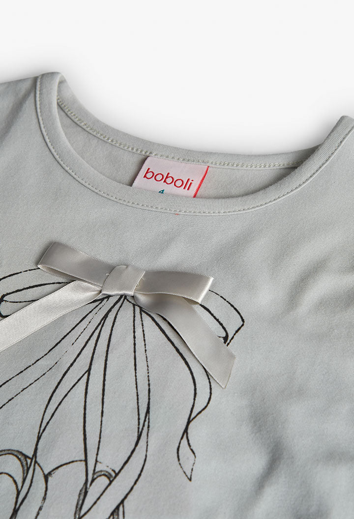 Grey Ribbon Knit T-Shirt