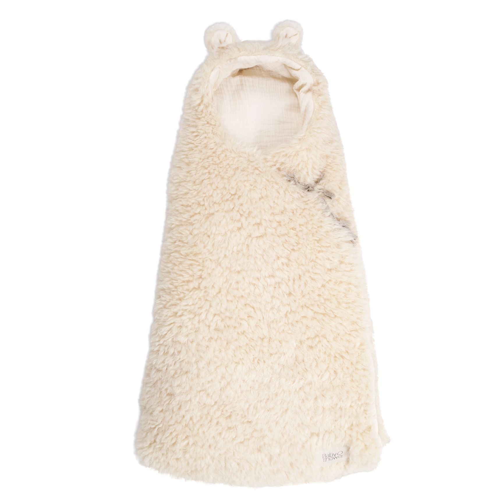 A white blanket with a hood and ears on it