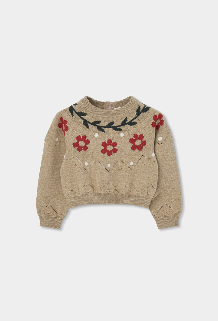 KNITWEAR PO RED FLWR