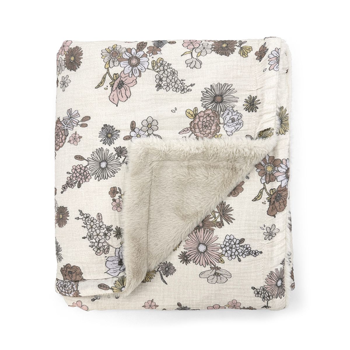 A white blanket with a bow on it on a white background.;A white blanket with black flowers on it;A white blanket with a floral pattern on it;A blanket is wrapped in a ribbon and tied with a bow.;A blanket with a floral pattern on it on a white background.;A blanket with a bow on it is rolled up on a white background.