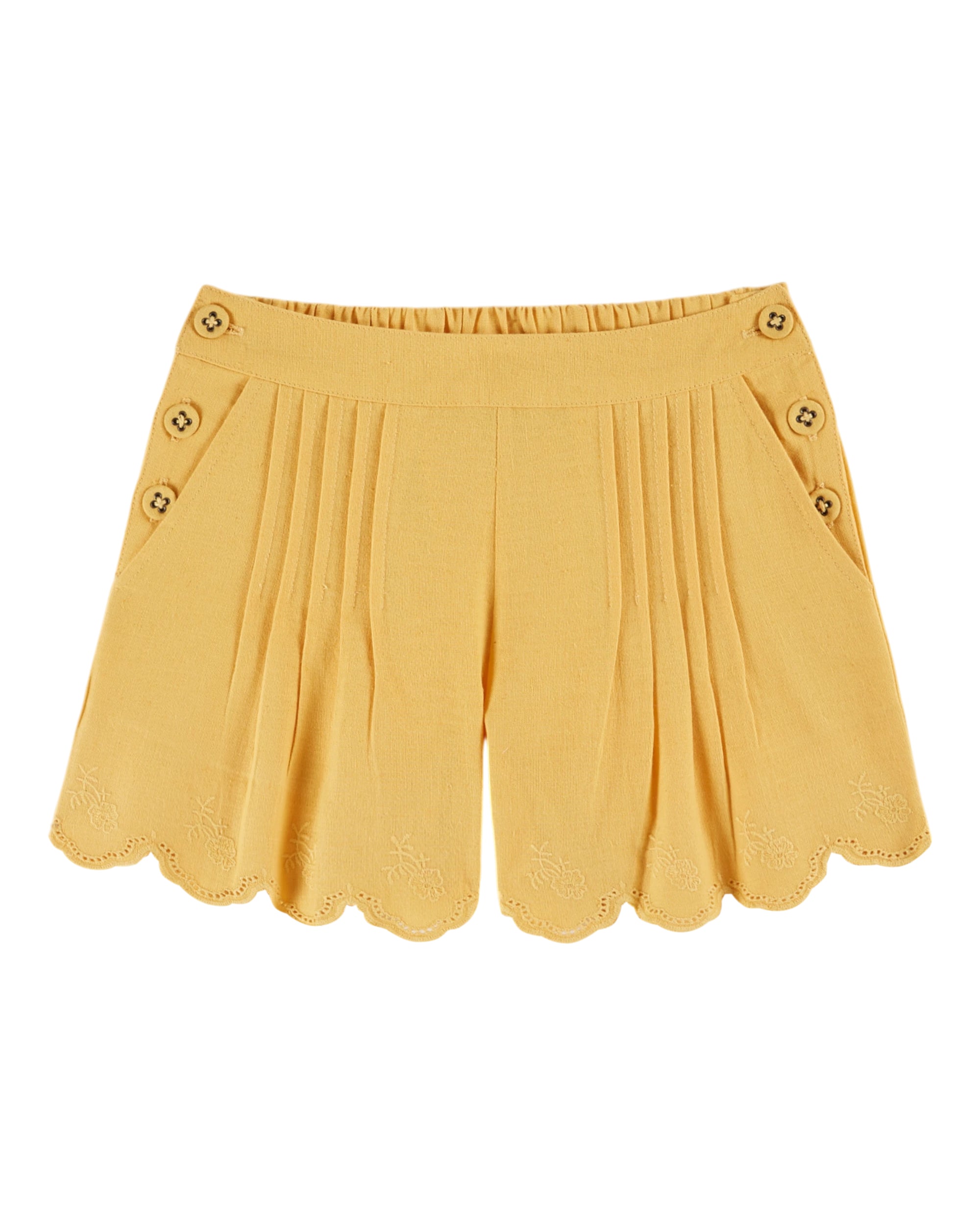 CHAMBRAY EMBROIDERED SHORTS