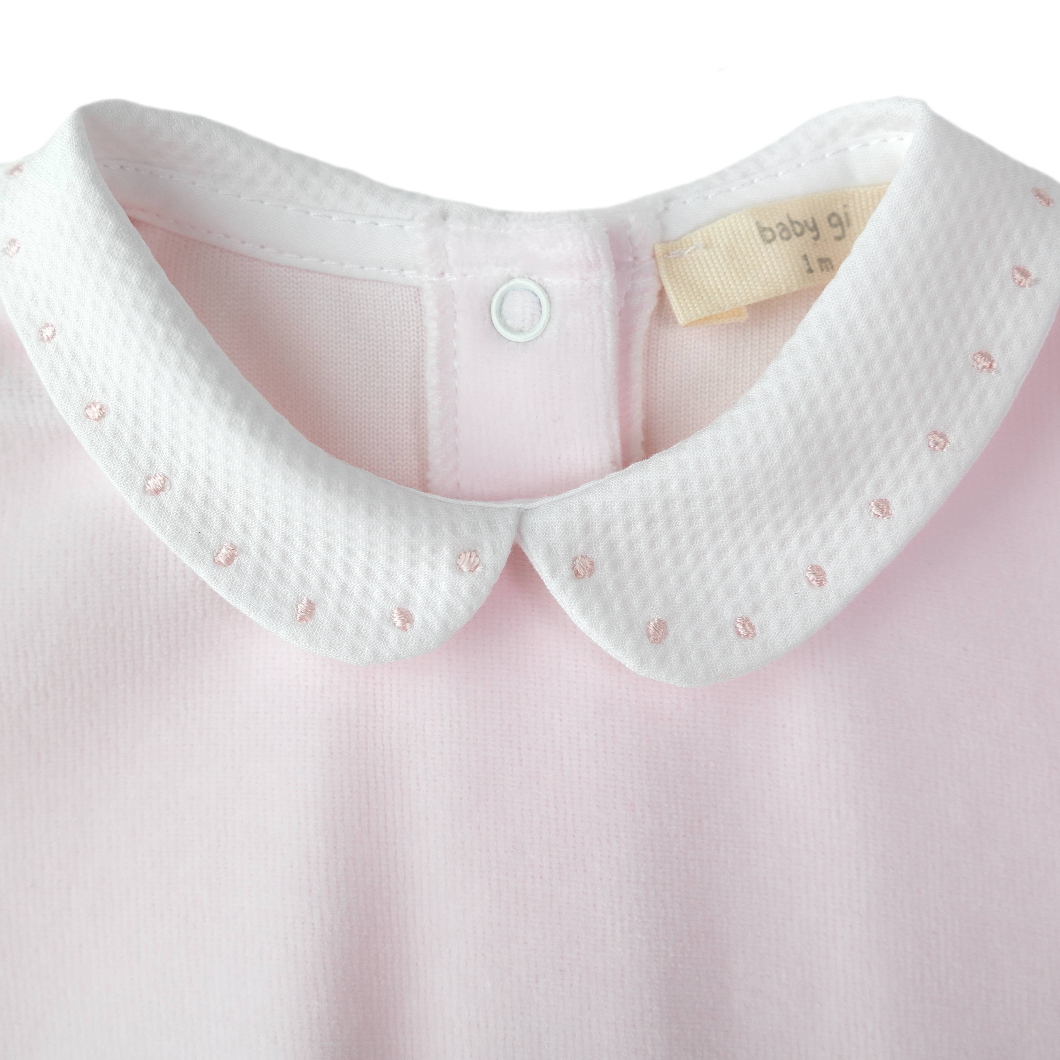 Velour Footie W/ Pique Collar