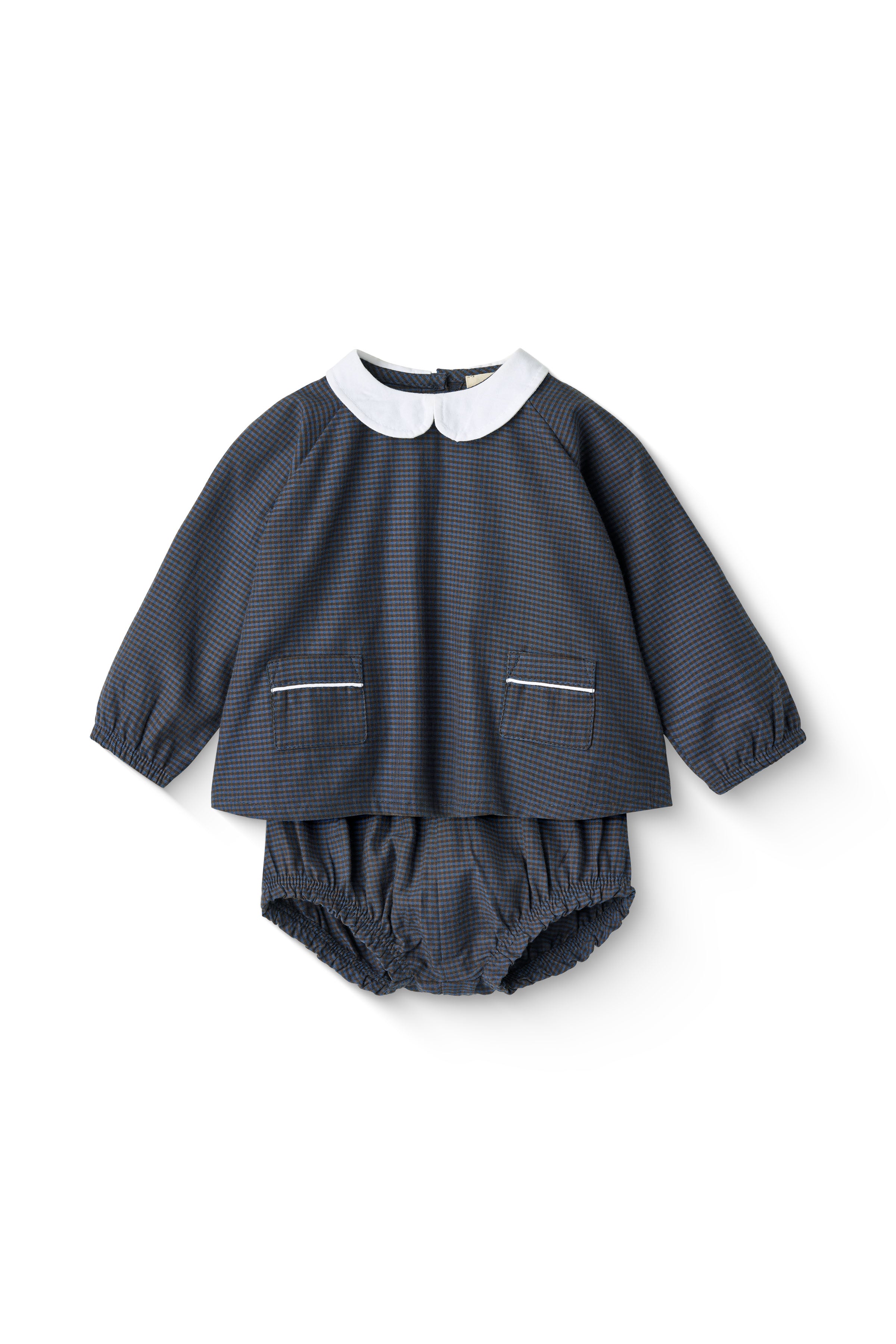 CHECKERED BABY-SET W. BLOUSE AND BLOOMER