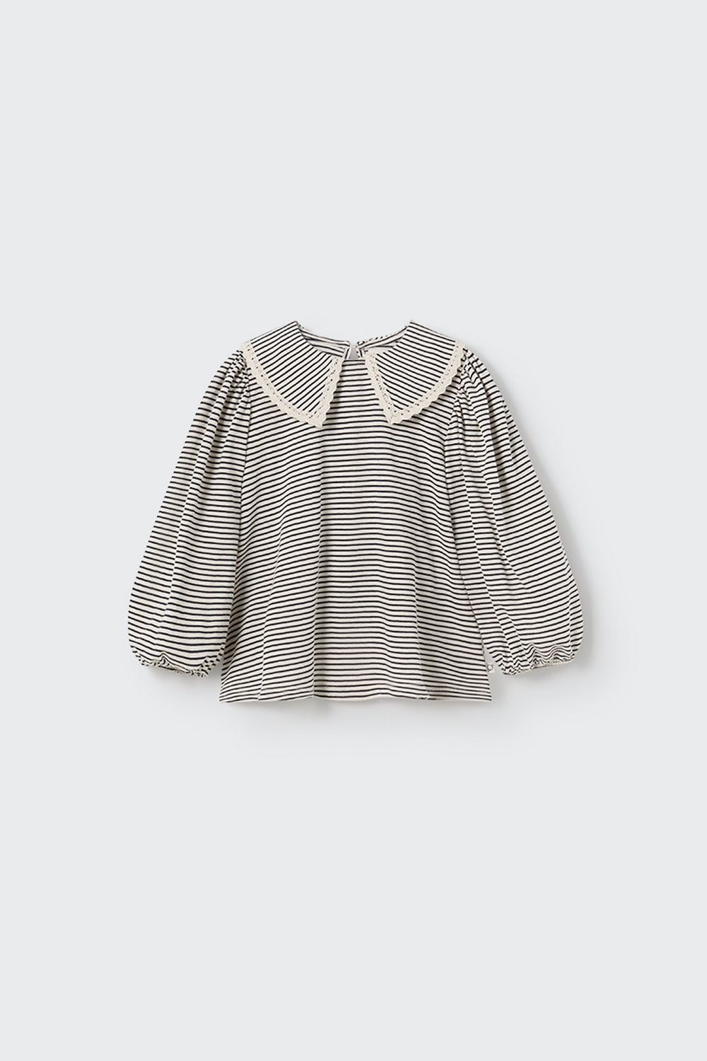 Girl's Organic Slub Striped Collar T-shirt