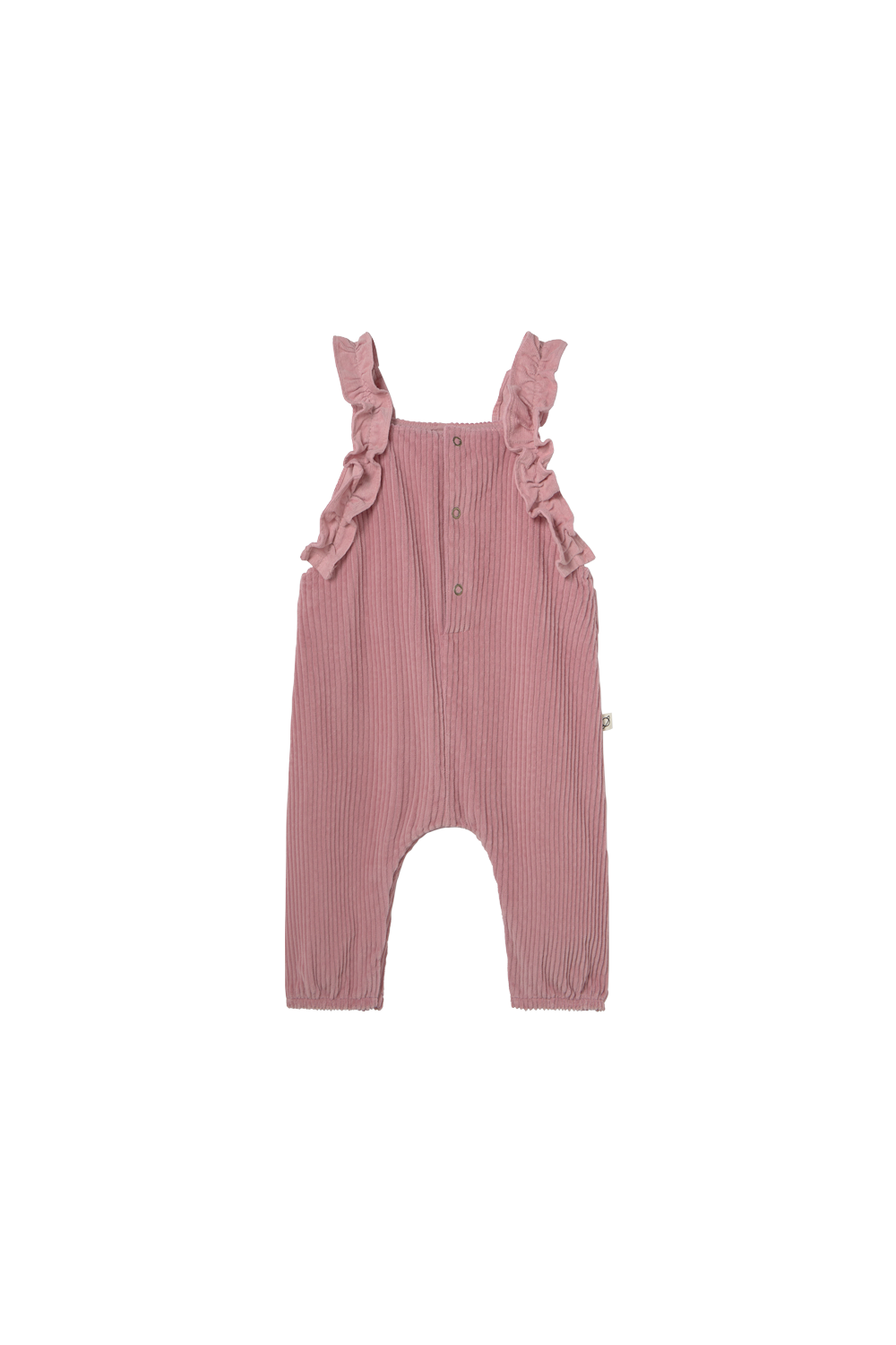 Wide corduroy ruffled baby overalls