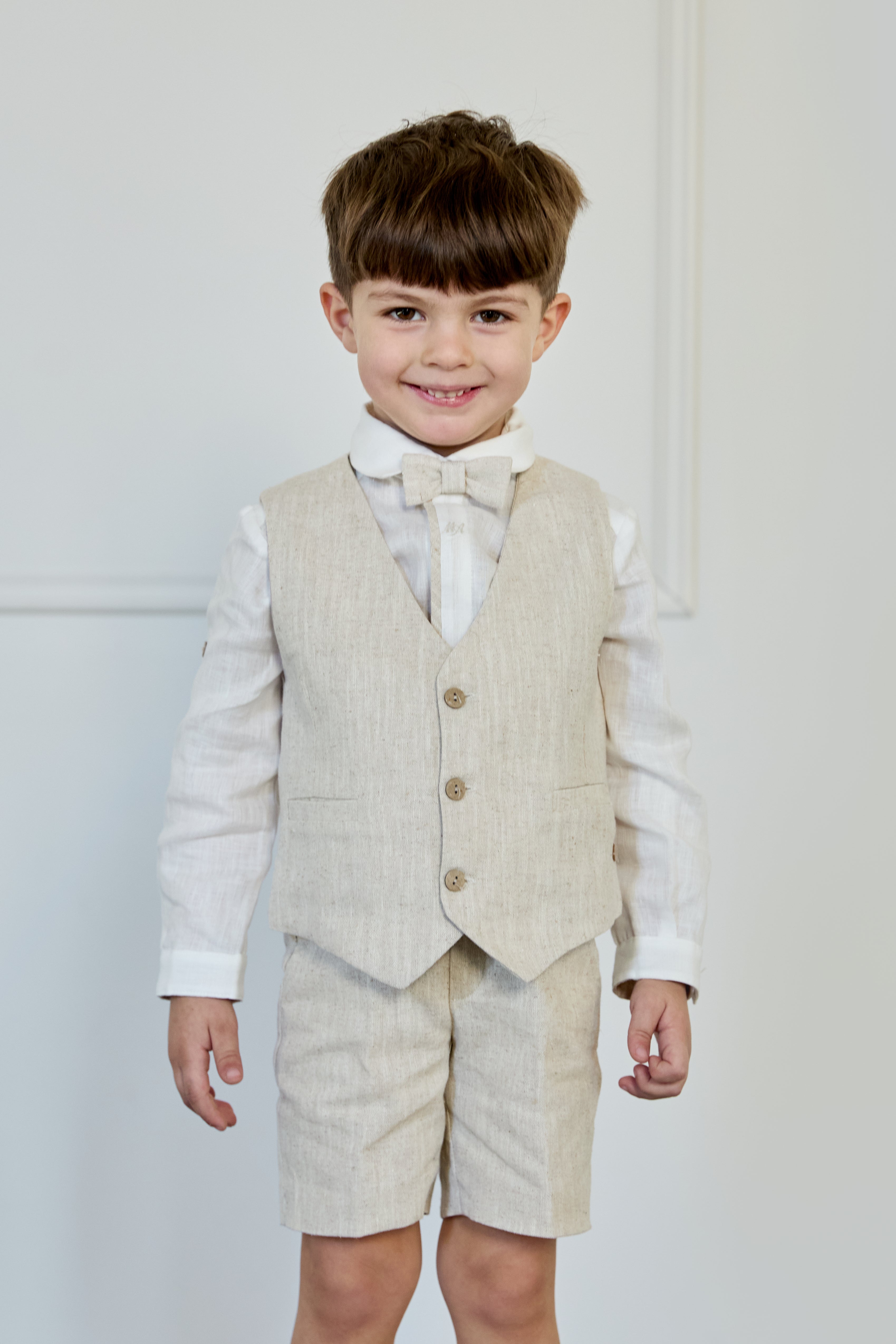 Boy's Vest & Shorts (Woven Fabric) Marsala Set
