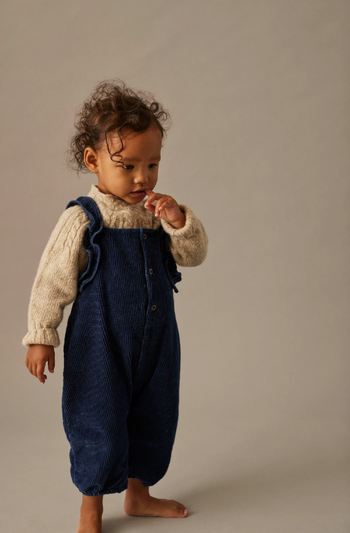 Denim Corduroy Ruffled Lily Overalls