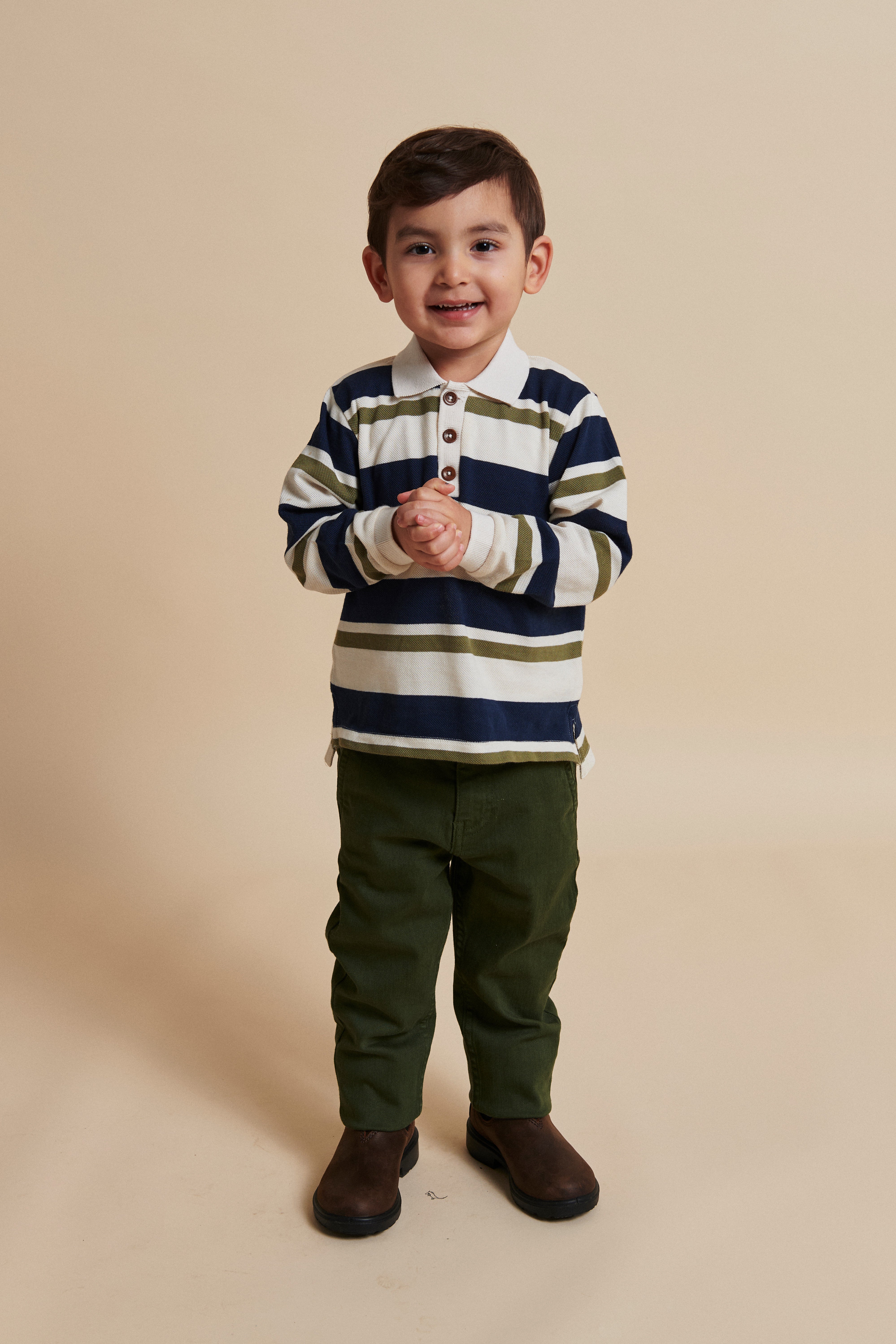 STRIPED PIQUE POLO W. LS