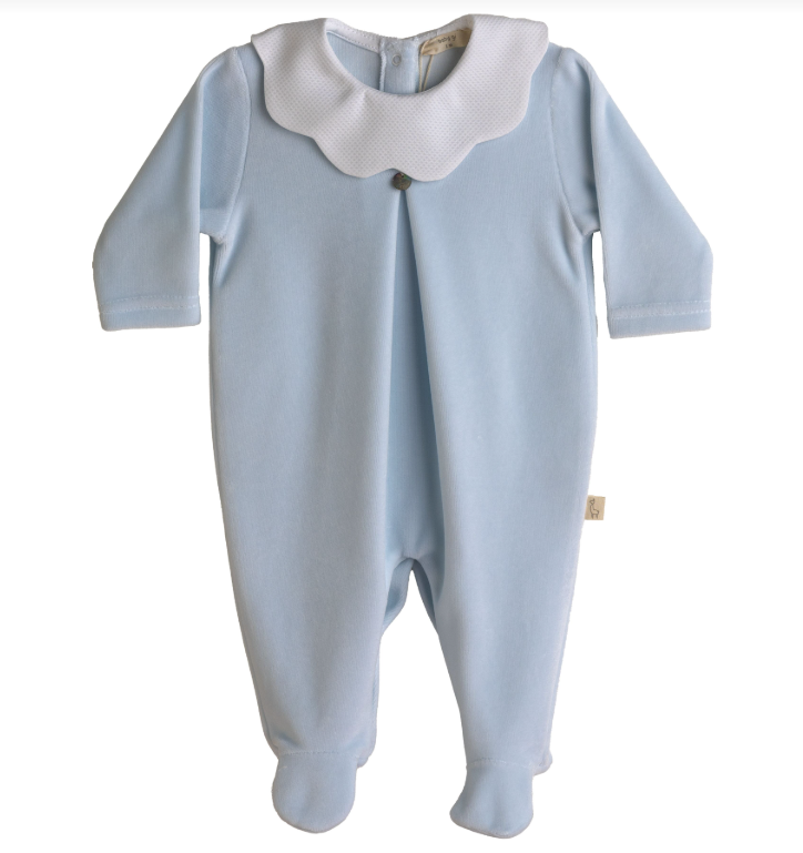 Unisex Cotton Footie w/Piqué Collar