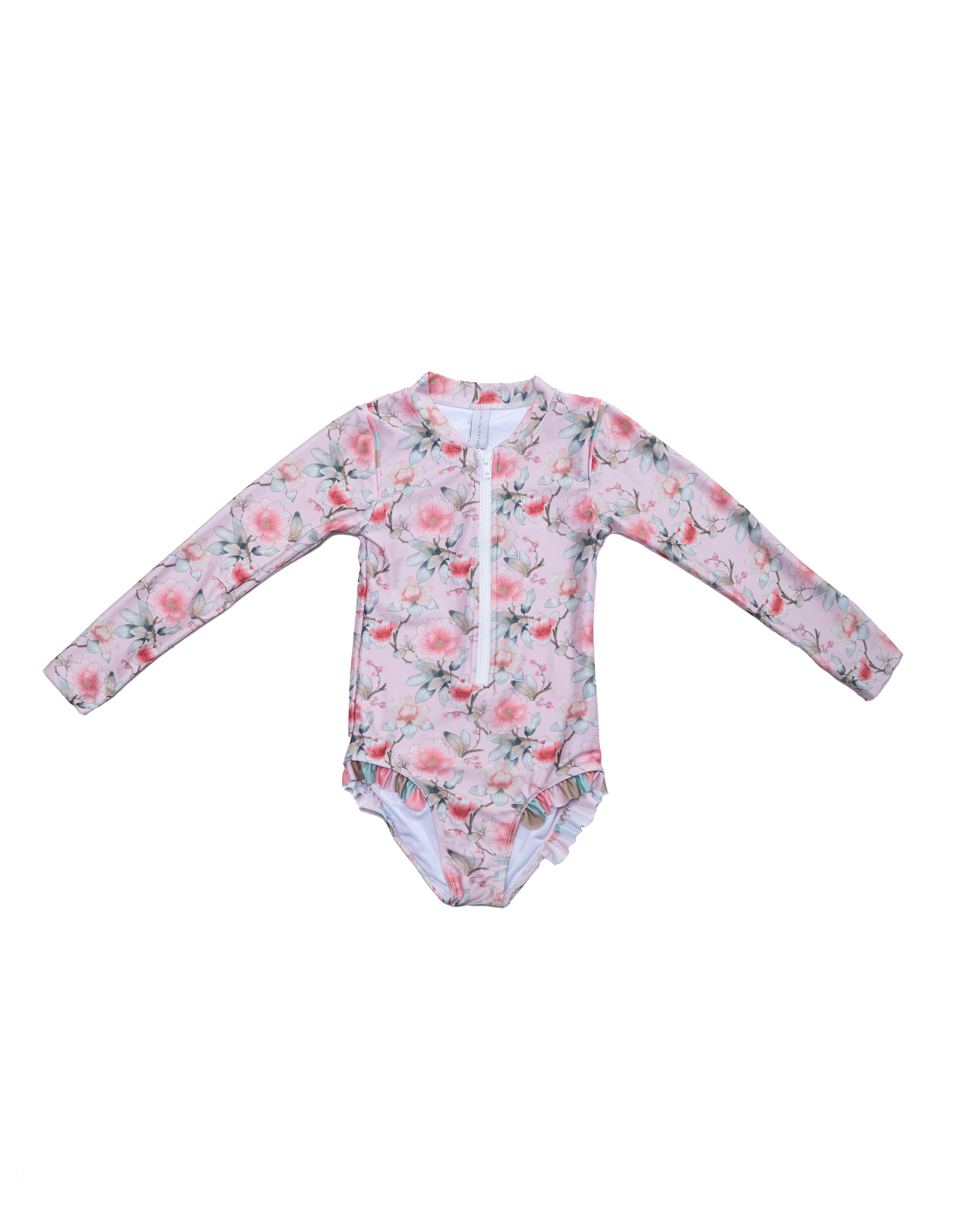 Long Sleeve Zip Swimsuit Hand Beaded