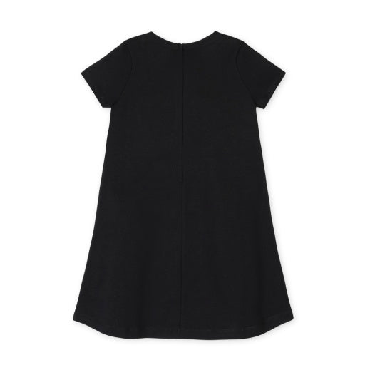 PONTE A-LINE RUFFLE PLACKET DRESS