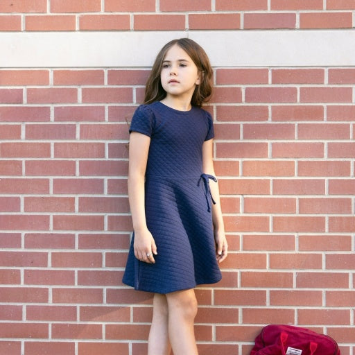 QUILTED KNIT SKATER DRESS