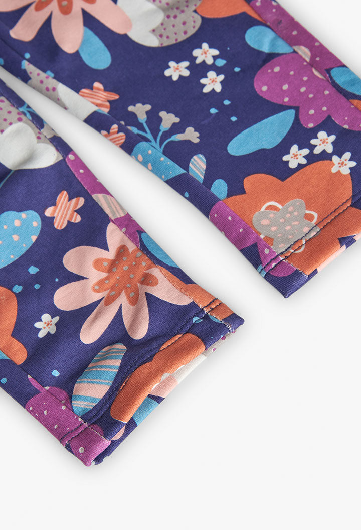 Fleece trousers floral for baby girl -BCI