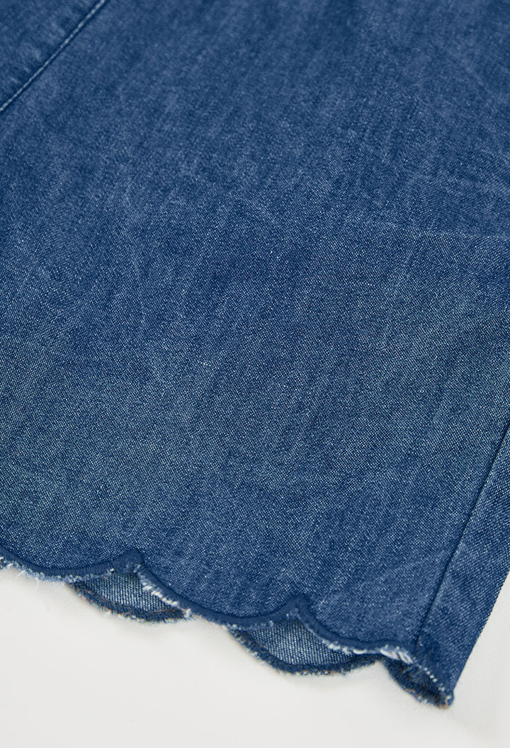 Denim Scallop Shorts