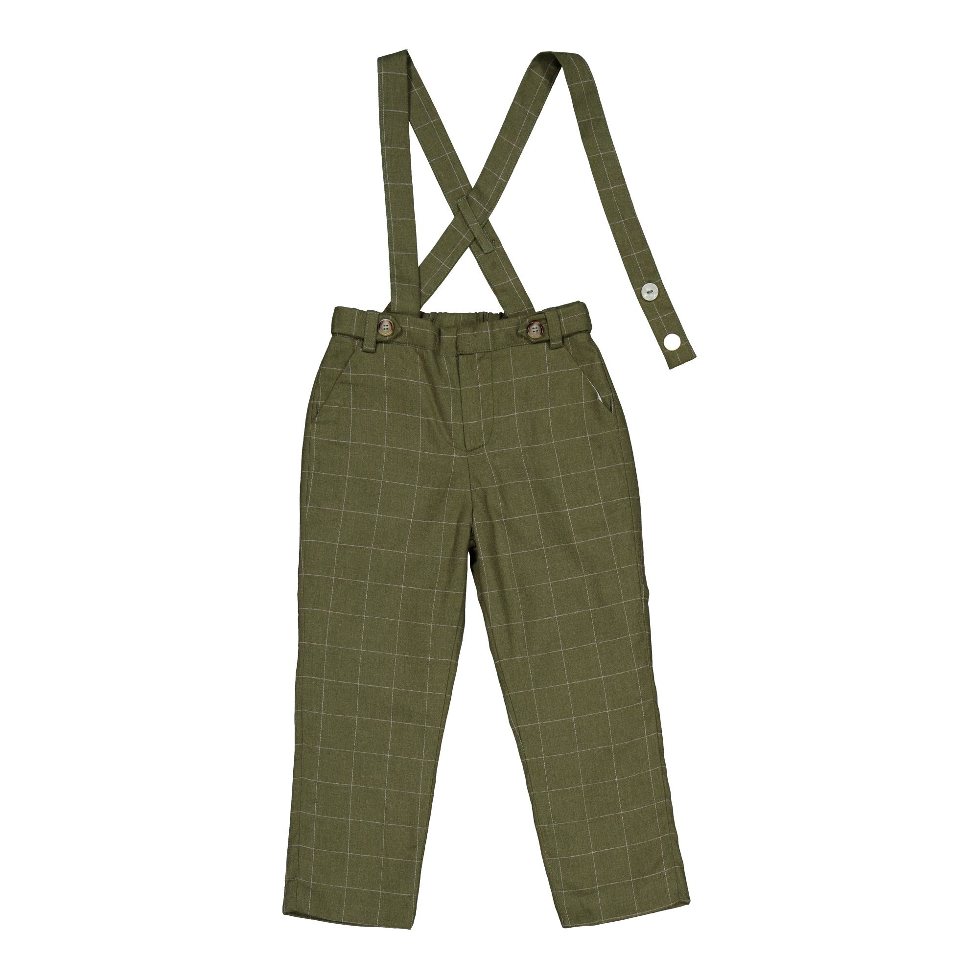 Bertrand, boy trousers, in Kaki checks