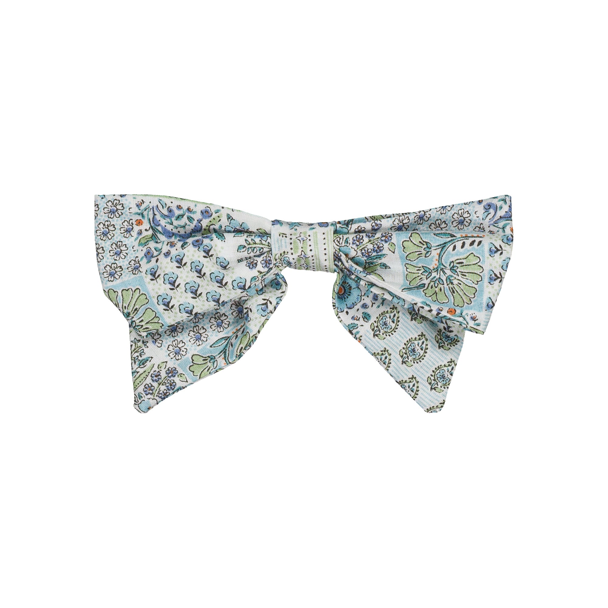 Bonnie, hair clip, in  Blue patchwork print