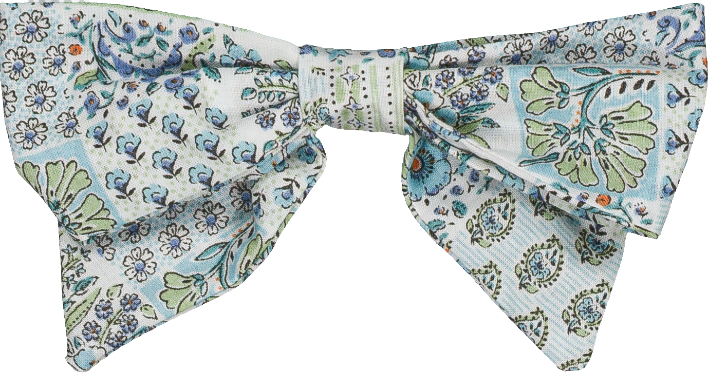 Bonnie, hair clip, in  Blue patchwork print