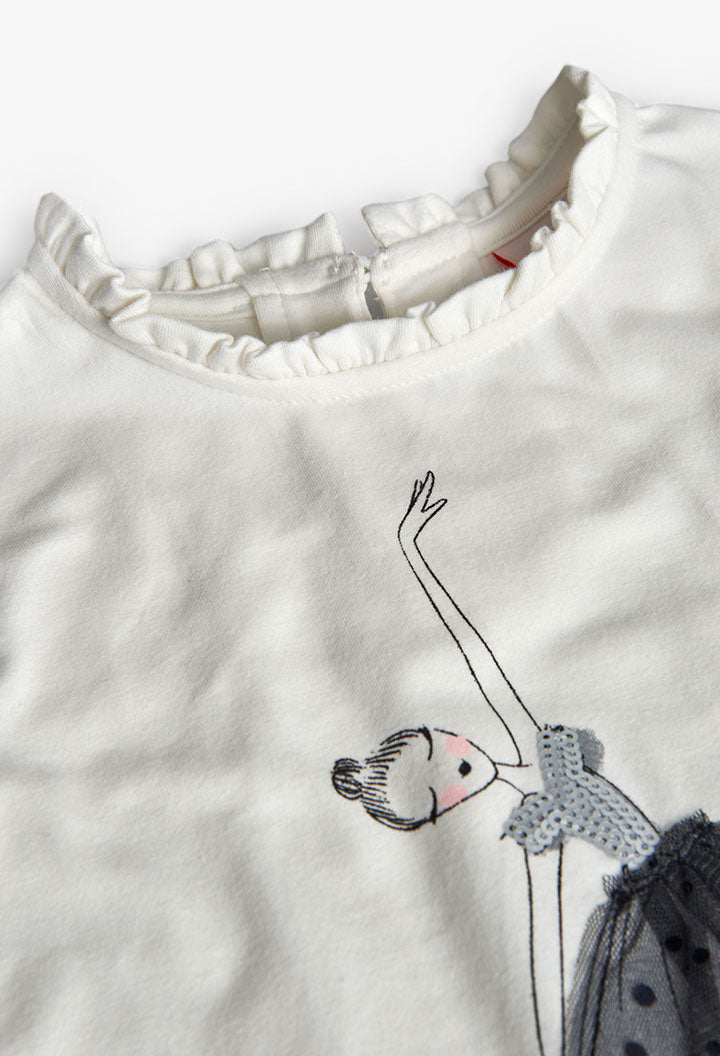 White Knit T-Shirt Ballet