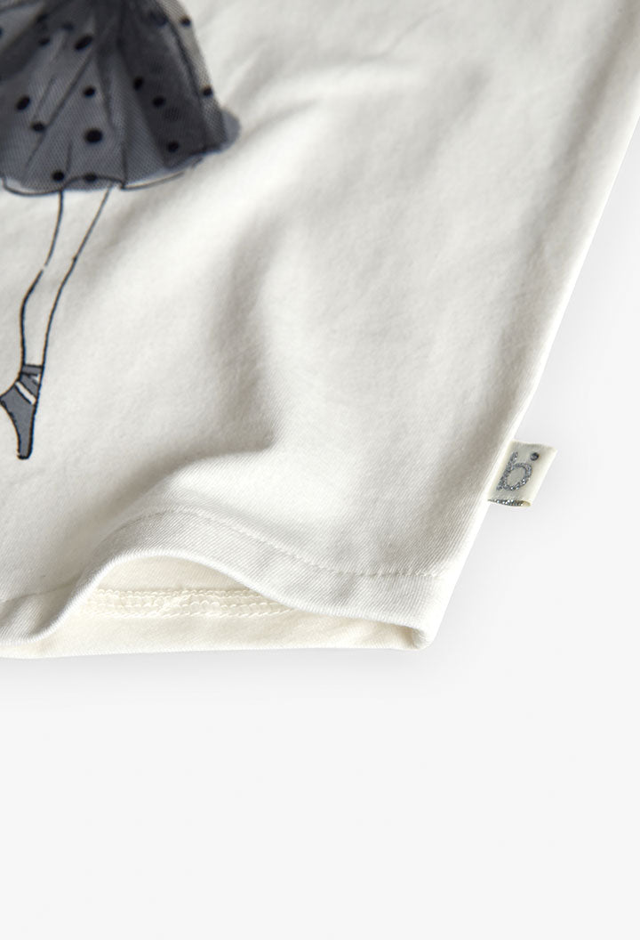 White Knit T-Shirt Ballet