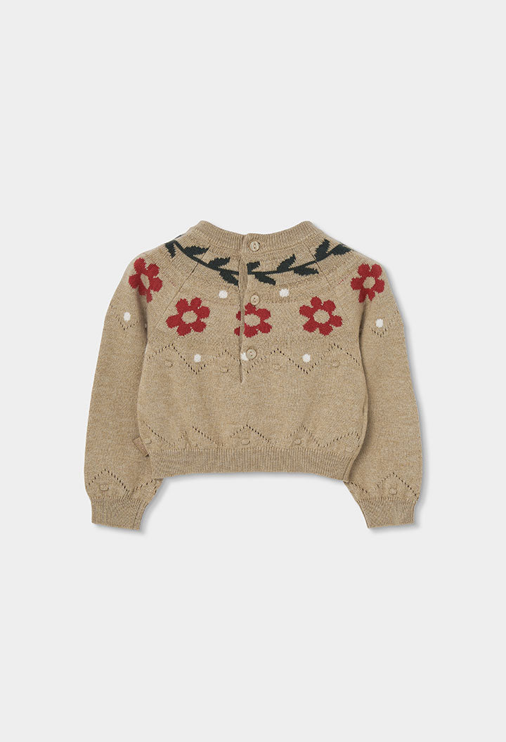 KNITWEAR PO RED FLWR