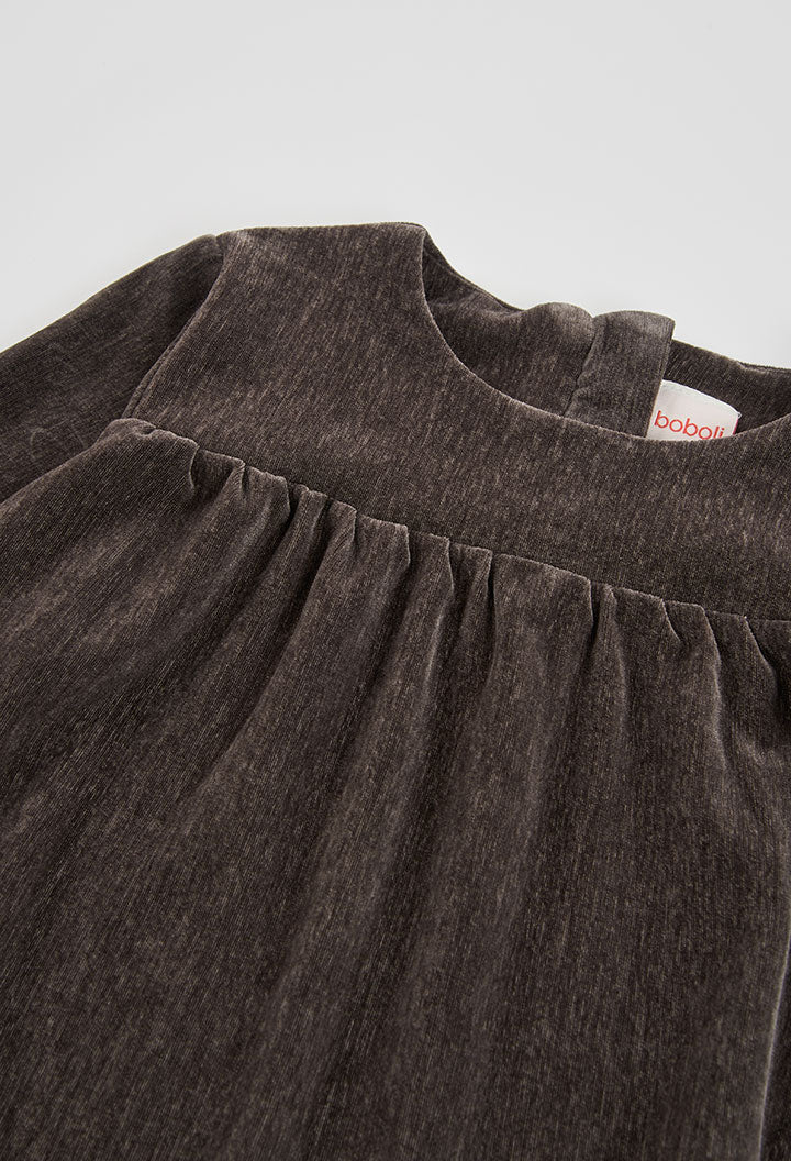 VELOUR DRESS BROWN