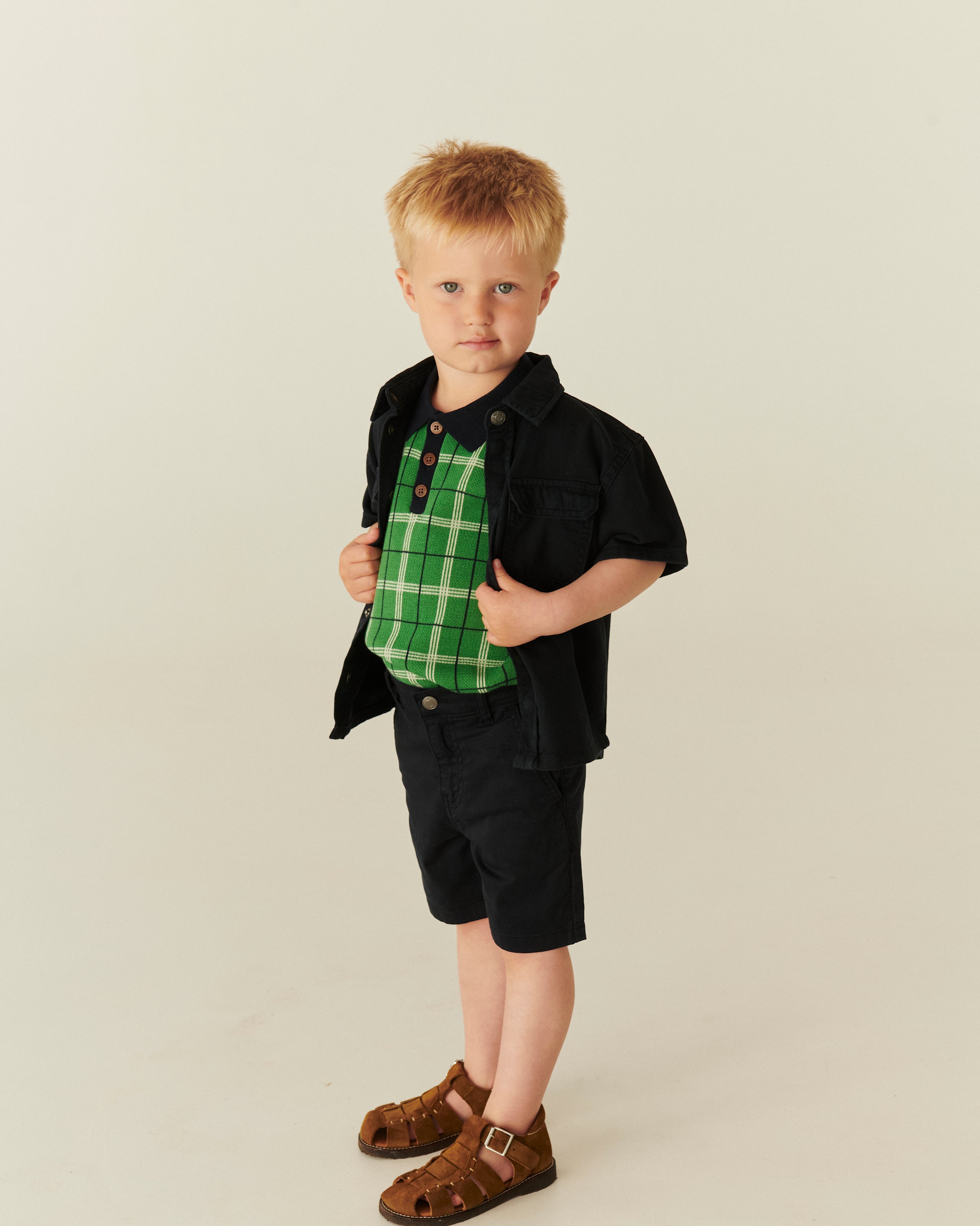 KNITTED CHECKERED POLO