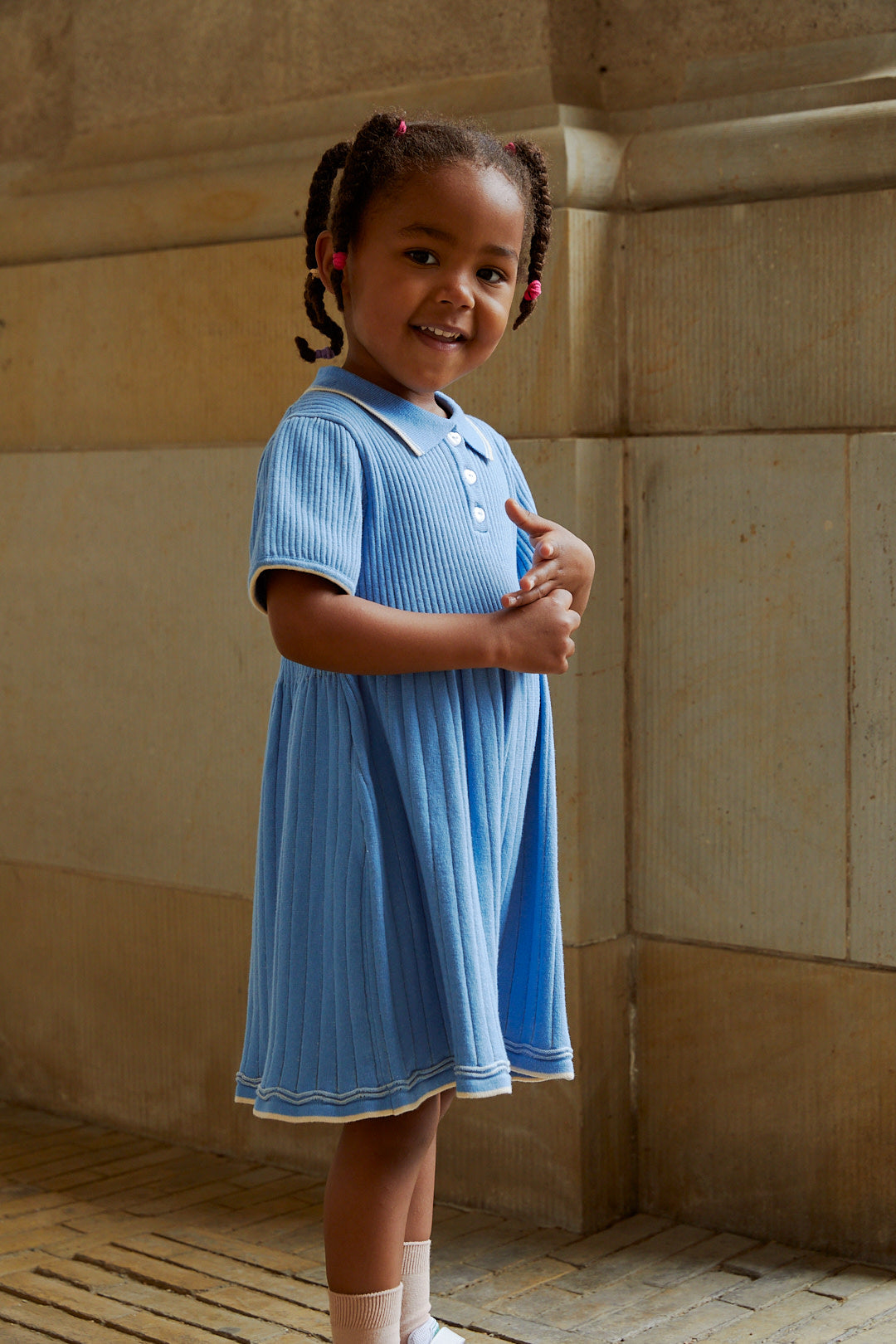 RIB POLO KNITTED DRESS