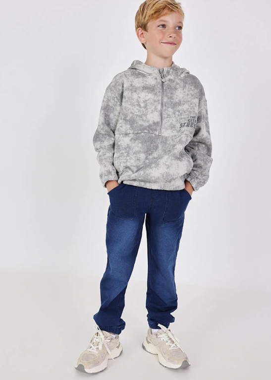 Fleece denim trousers for boy