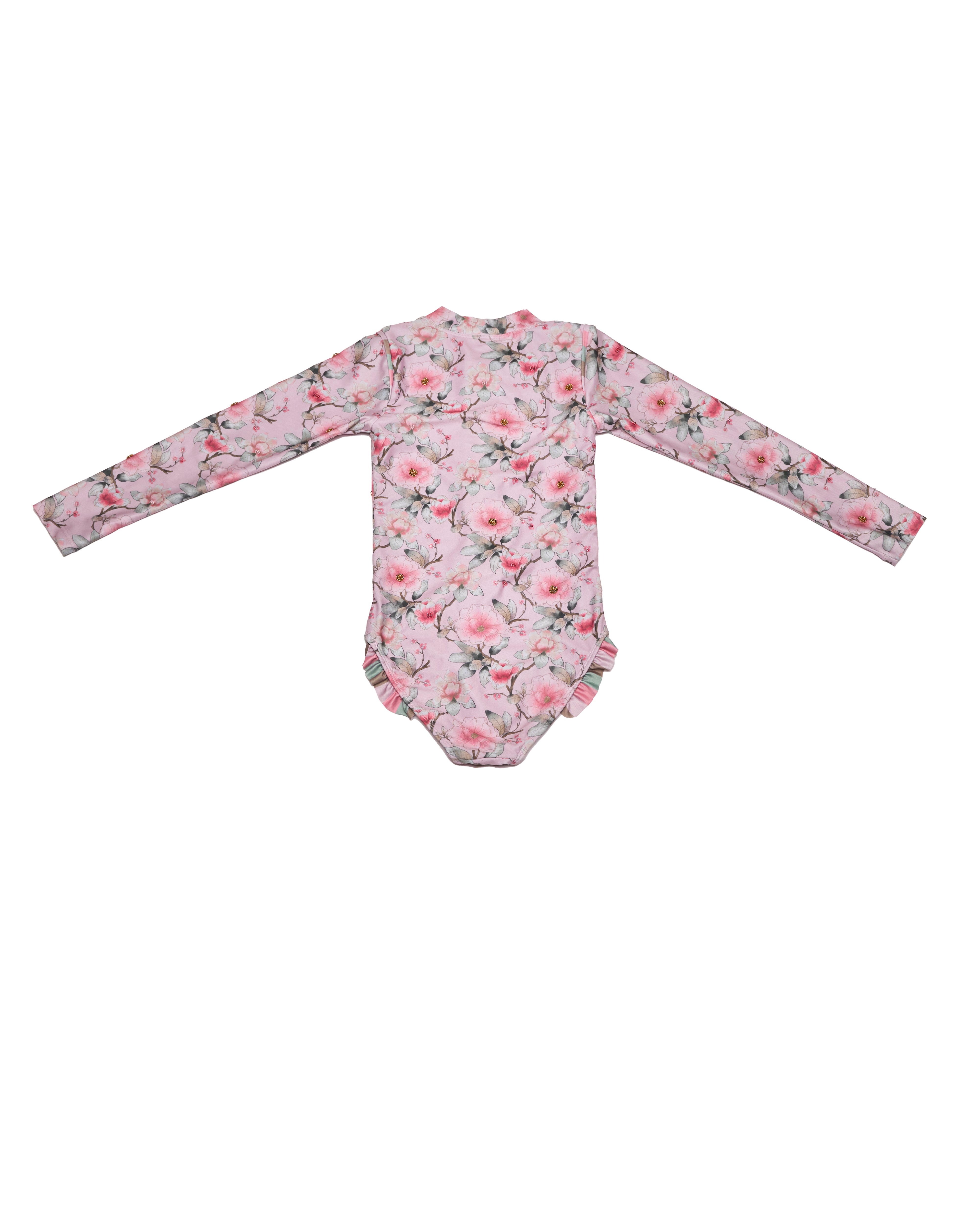 Long Sleeve Zip Swimsuit Hand Beaded