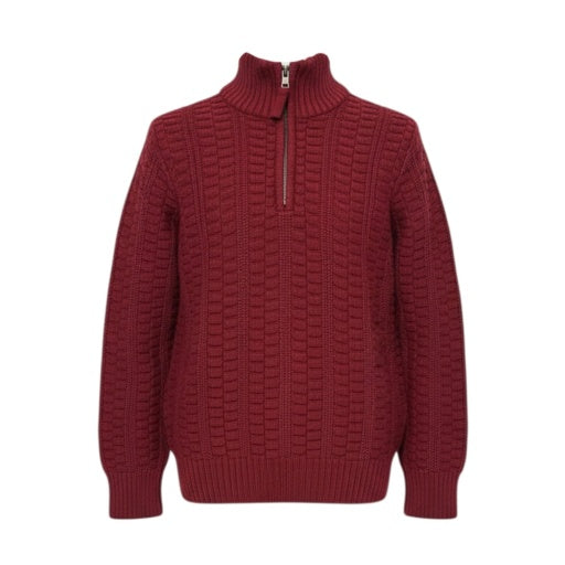 ORGANIC HALF ZIP CABLE SWEATER